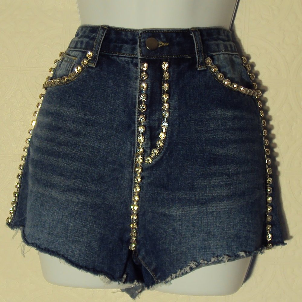 N-1 Rhinestone Jeans Shorts.